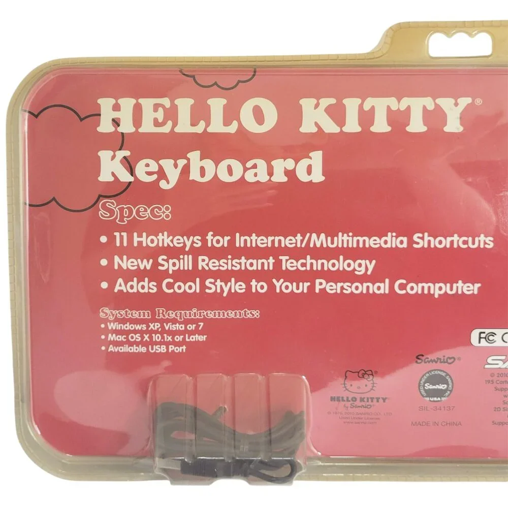 Hello Kitty USB Keyboard Pink and Black